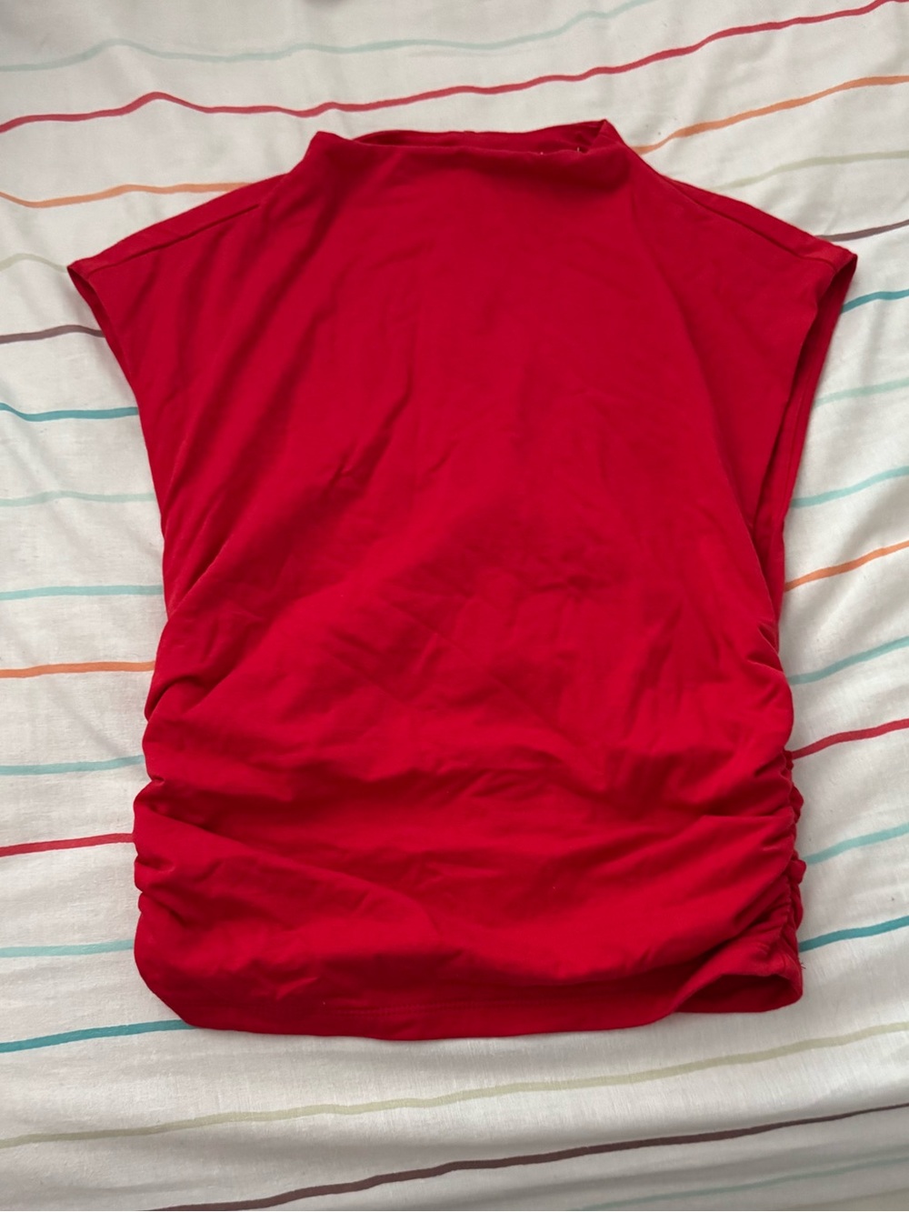 Red Sleeveless Ruched Top